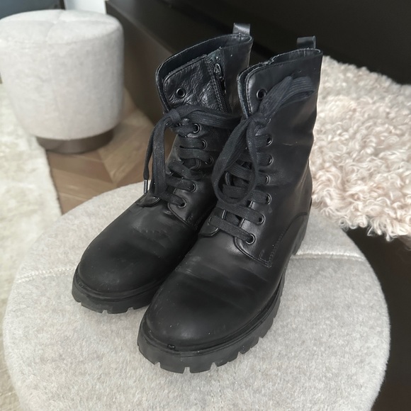 TOSCA BLU Black Leather Ankle Boots - Picture 4 of 5